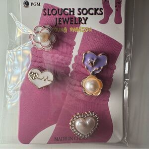 3For$20 PGM Slouch Sock Jewlery Purple/Pink Charm Fashion Set